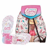 kit Infantil Bolsa Juvenil Mochila Chinelo Menina Bike, Magicc