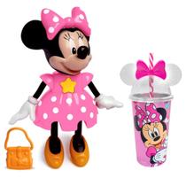Kit Infantil Boneca Conta História da Minnie com Copo Orelhas Original Elka