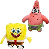 Kit Infantil Bonecos De Pelúcia Bob Esponja E Patrick 30cm Original 100% Em Poliéster Hipoalergênicos