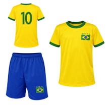 Kit Infantil Brasil Camisa Calção E Meia Torcedor