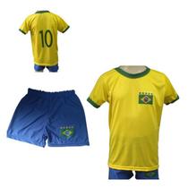 Kit Infantil Brasil Camisa Calção E Meia Torcedor