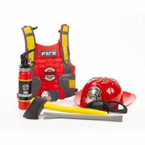 Kit Infantil - Brincando de Ser Bombeiro - Colete - 7 Acessórios - Multikids