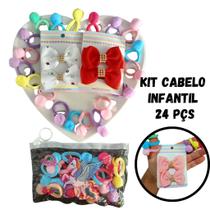 Kit Infantil Cabelo para Crianças com 24 peças de Lacinho e Presilha Modelo moderno