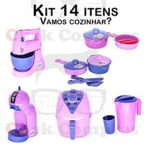 Kit Infantil Cafeteira Batedeira Air Fryer Jarra Panela 14pç