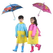 Kit infantil capa de chuva+guarda chuva automático com apito. Criança. Sombrinha infantil.