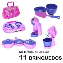 Kit Infantil Casinha Batedeira Panela Forma Cafeteira 11p Kit Infantil Casinha Batedeira Panela Forma Cafeteira 11p