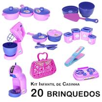Kit Infantil Casinha Batedeira Panela Forma Cafeteira 20p