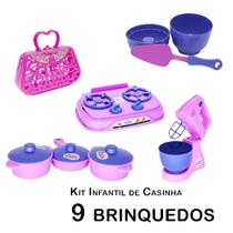 Kit Infantil Casinha Bolsa Batedeira Panela Forma 9pç