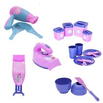 Kit Infantil Casinha Ferro Tábua Forminha Secador Pote 20P