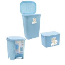 Kit Infantil Cesto 30L, Caixa 18L, Lixeira 6L Azul Kit Infantil Cesto 30L, Caixa 18L, Lixeira 6L Azul