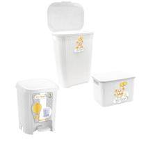 Kit Infantil Cesto 30L, Caixa 18L, Lixeira 6L Branco