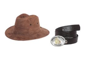 Kit Infantil Chapeu Camurça + Cinto Com Fivela Cowboy