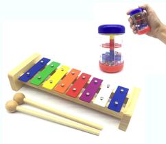 KIT INFANTIL chocalho + Metalofone Xilofone 8 Notas MXP