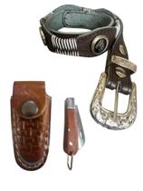 Kit Infantil Cinto Cavalinho Canivete Inox E Bainha De Couro