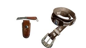 Kit Infantil Cinto Nossa Senhora Aparecida Canivete Inox E Bainha De Couro