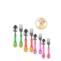 Kit Infantil Colher E Garfo Inox Colorido Com Estampa