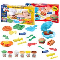 Kit Infantil Com Acessórios E Moldes De Comidinhas De Massinhas De Modelar Massas E Hamburguer Para Crianças