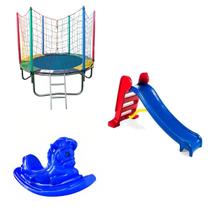 Kit Infantil com Pula Pula 1,83m Escorregador Médio Gangorra 1 Lugar Kit Infantil com Pula Pula 1,83m Escorregador Médio Gangorra 1 Lugar