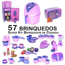 Kit Infantil Comida Geladeira Fogão Microondas Ferro 57p