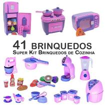 Kit Infantil Comida Geladeira Fogão Microondas Panela 41p