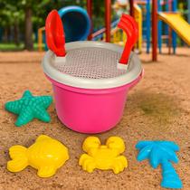 Kit Infantil Completo Brinquedo Com Moldes Forminhas Baldinho de Praia Rosa Kit Infantil Completo Brinquedo Com Moldes Forminhas Baldinho de Praia Rosa