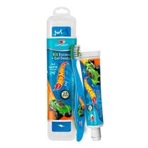 Kit Infantil Condor Hot Wheels Estojo Protetor + Escova Dental + Gel Dental Morango 50g