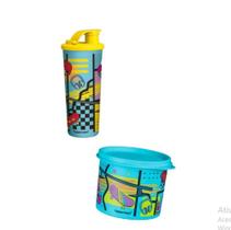 Kit Infantil Copo Com bico 470 ml+ Tupper Redondinha Skate 500 ml - Tupperware