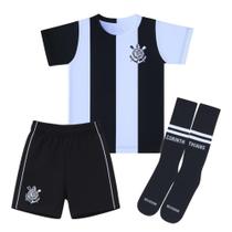 Kit Infantil Corinthians Uniforme Jogo Listrado II Oficial