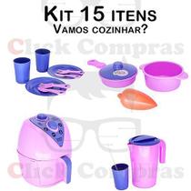 Kit Infantil Cozinha Air Fryer Jarra Copos Panelas 15pç Kit Infantil Cozinha Air Fryer Jarra Copos Panelas 15pç