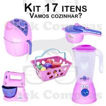 Kit Infantil Cozinha Eletro e Mercadinho 17pç