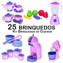 Kit Infantil Cozinha Fruta Xícara Batedeira Cafeteira 25pç