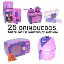 Kit Infantil Cozinha Geladeira Fogão Microondas Panela 25P