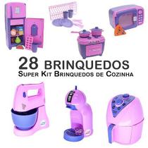 Kit Infantil Cozinha Geladeira Fogão Microondas Panela 28p