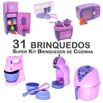 Kit Infantil Cozinha Geladeira Fogão Microondas Panela 31P