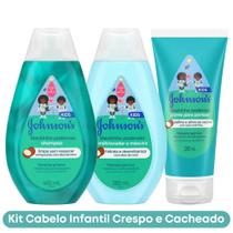 Kit Infantil Crespo e Cacheado: Shampoo 400ml + Condicionador 380ml + Creme de Pentear Blackinho Poderoso Johnson's Baby - Johnson's Baby