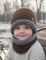 Kit Infantil Criança Touca Gorro Cachecol Forrada Lã Inverno Kit Infantil Criança Touca Gorro Cachecol Forrada Lã Inverno