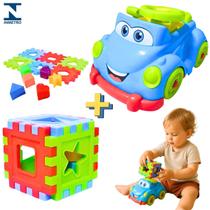 Kit Infantil Cubo Didático+ Carrinho Baby Driver fusquinha para Bebê Brinquedos Educativos +12 Meses