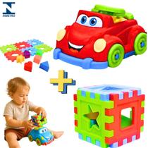 Kit Infantil Cubo Didático+ Carrinho Baby Driver fusquinha para Bebê Brinquedos Educativos +12 Meses
