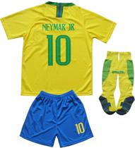 Kit Infantil de Futebol Camisa, Shorts e Meias ORGBRAIN Neymar 10 Kit Infantil de Futebol Camisa, Shorts e Meias ORGBRAIN Neymar 10