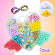 Kit infantil de miçangas pérolas e entremeios p/ colar pulseira bijuteria e artesanato