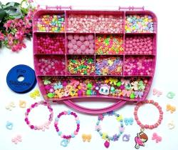 Kit Infantil Dere Miçangas Coloridas P/ Pulseiras 1700 Pçs
