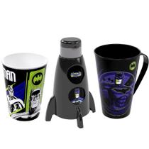 Kit Infantil do Batman Garrafa Foguete Giratória Caneca e Copo