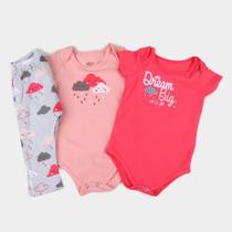 Kit Infantil Elian Body E Calça Saruel Bebê 3 Peças Feminino