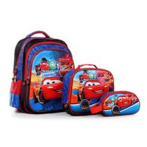 Kit Infantil Escolar com Mochila Lancheira Estojo Dinossauro Astronauta Carros Unicornio e Outros