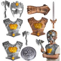 Kit Infantil Fantasia Armadura Medieval Espada Escudo Gladiador Para Crianças - Castela