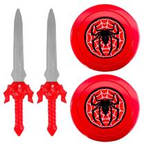 Kit Infantil Fantasia Brinquedo com 2 Espadas e 2 Escudos do Aranha