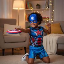 Kit Infantil Fantasia Capitão América GG Super Herói Infantil Cosplay Festa Tema Carnaval