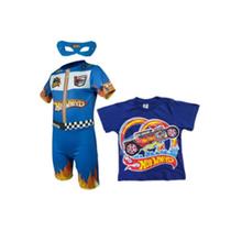 Kit Infantil Fantasia E Camiseta Hot wheels