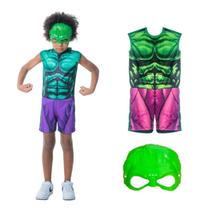 Kit Infantil Fantasia Hulk G de 10 a 12 Anos Carnaval Kit Infantil Fantasia Hulk G de 10 a 12 Anos Carnaval