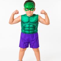 Kit Infantil Fantasia Hulk Super Herói Menino P Kit Infantil Fantasia Hulk Super Herói Menino P